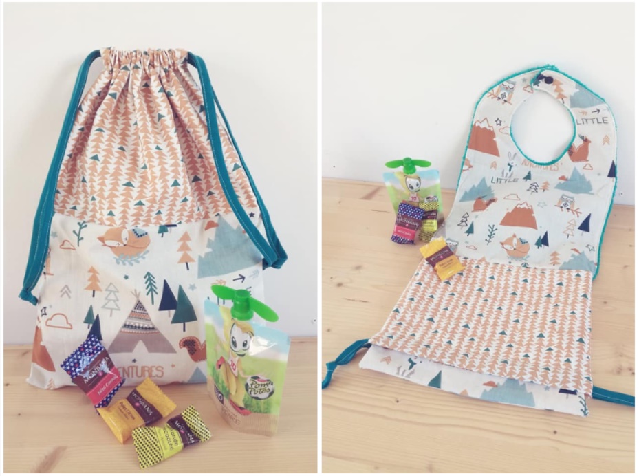 Projet couture pour enfant : cousez un pochon goûter malin évolutif en  bavoir 