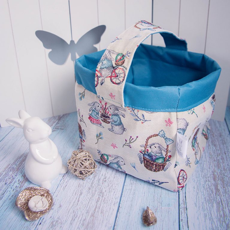 Ancien Panier à couture Ouvrage en osier & tissu Vintage